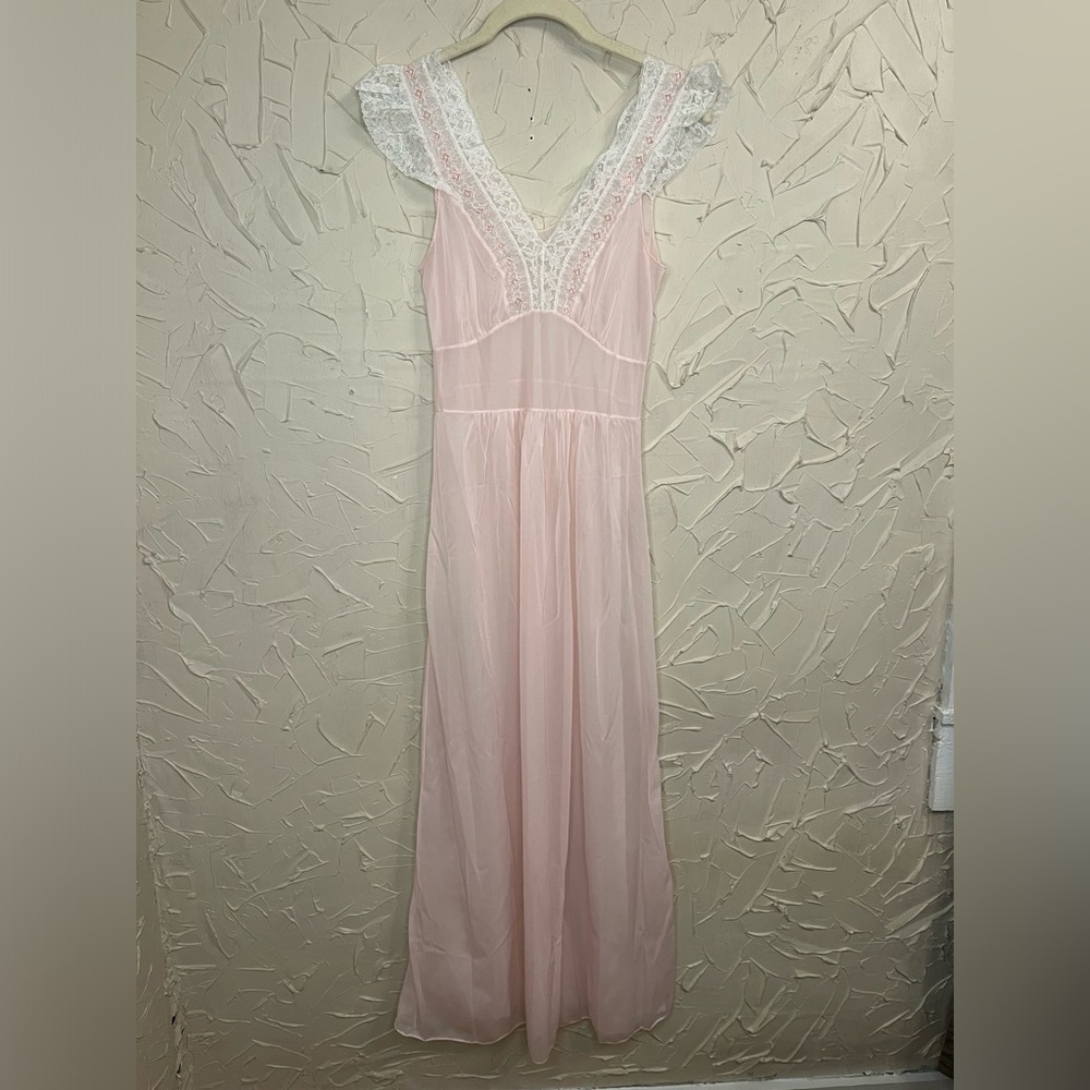 Vintage Pink Lingerie Sheer Nightgown 34